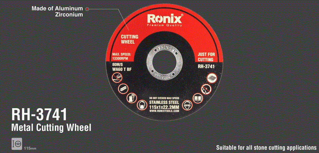 RONIX RH-3741 DISQUE PLAT À TRONÇONNER - 115*1,0*22,23mm - 1 PCE