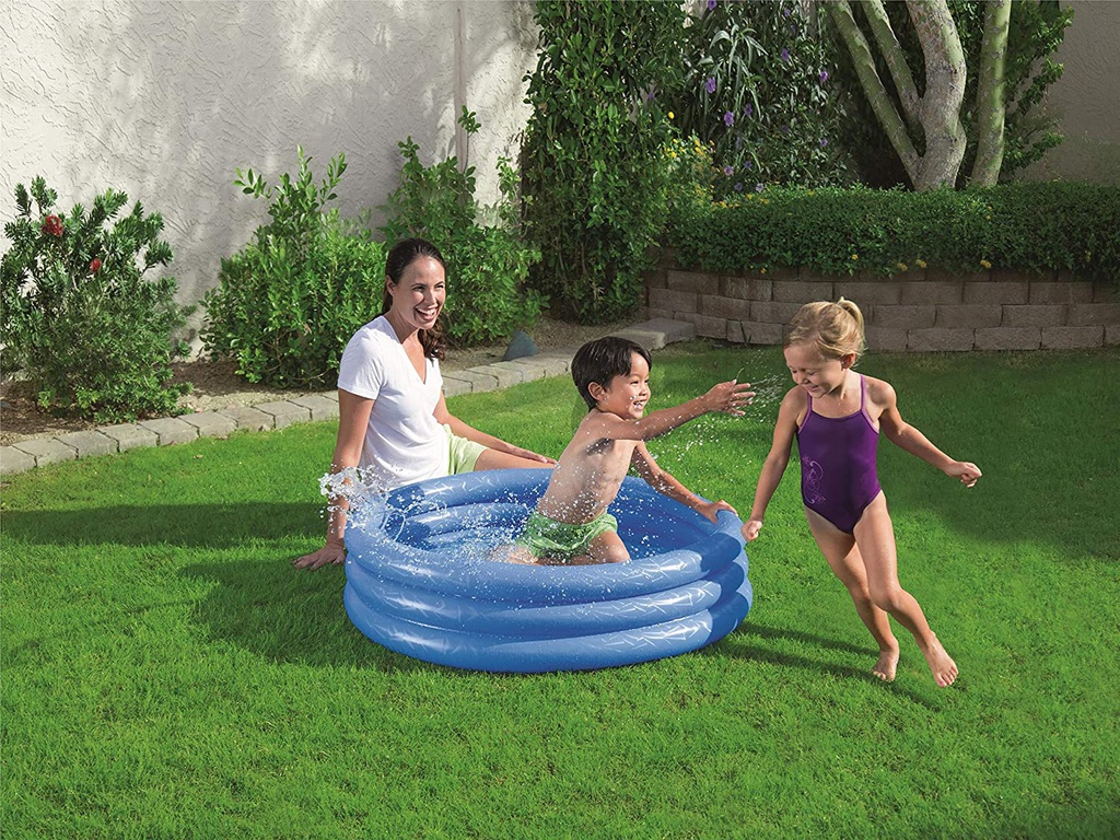 Piscine pataugeoire gonflable ronde 3 boudins 102 x 25 cm, 3 couleurs assorties BW51024