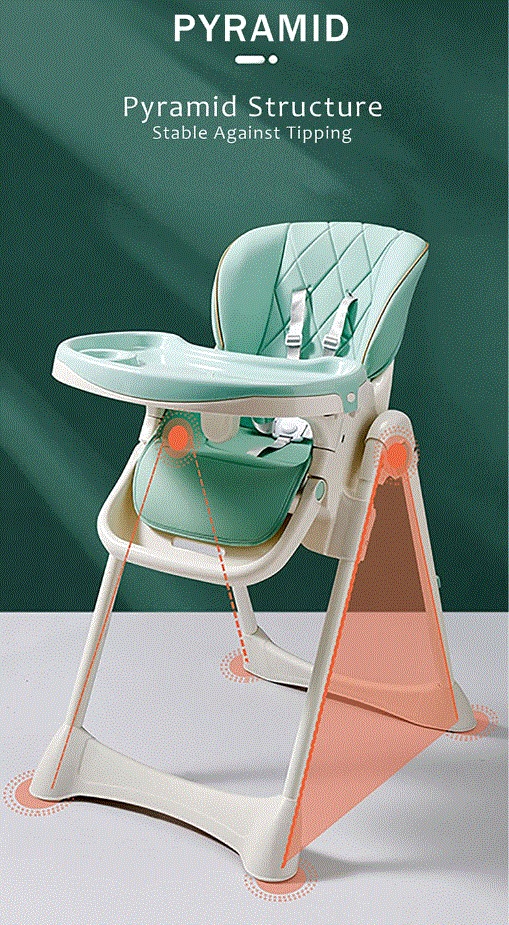 Chaise haute bébé réglable Khaki
