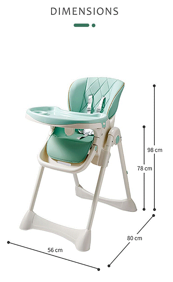 Chaise haute bébé réglable Khaki