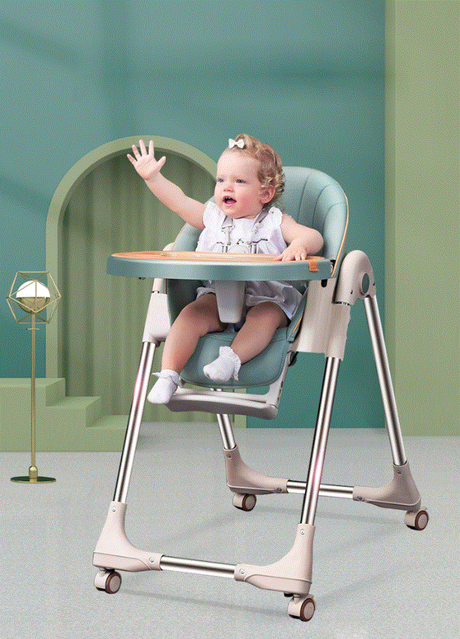 Chaise haute bébé réglable bleu