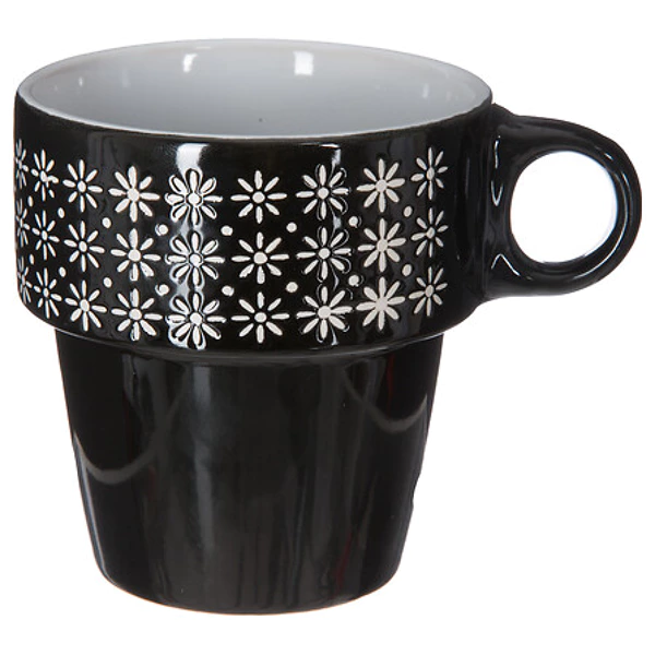 rack 6 mugs m ethnik 26cl, noir & blanc
