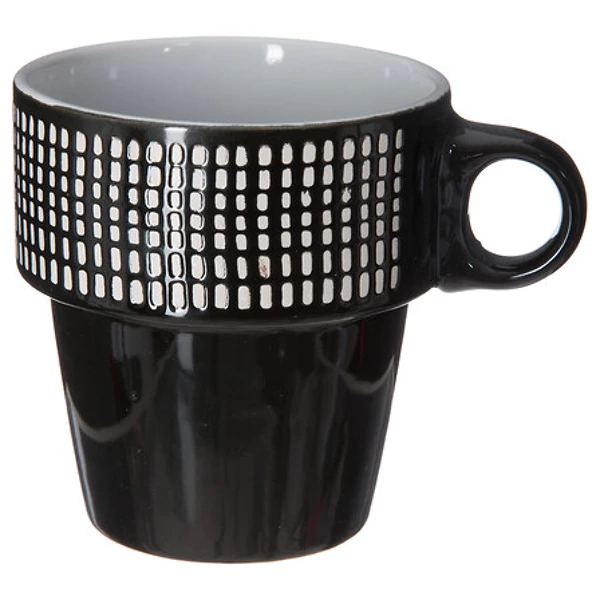 rack 6 mugs m ethnik 26cl, noir & blanc
