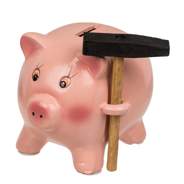 Tirelire, cochon avec marteau, env.15 cm,