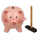 Tirelire, cochon avec marteau, env.15 cm,
