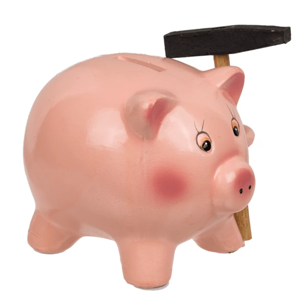 Tirelire, cochon avec marteau, env.15 cm,