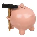Tirelire, cochon avec marteau, env.15 cm,