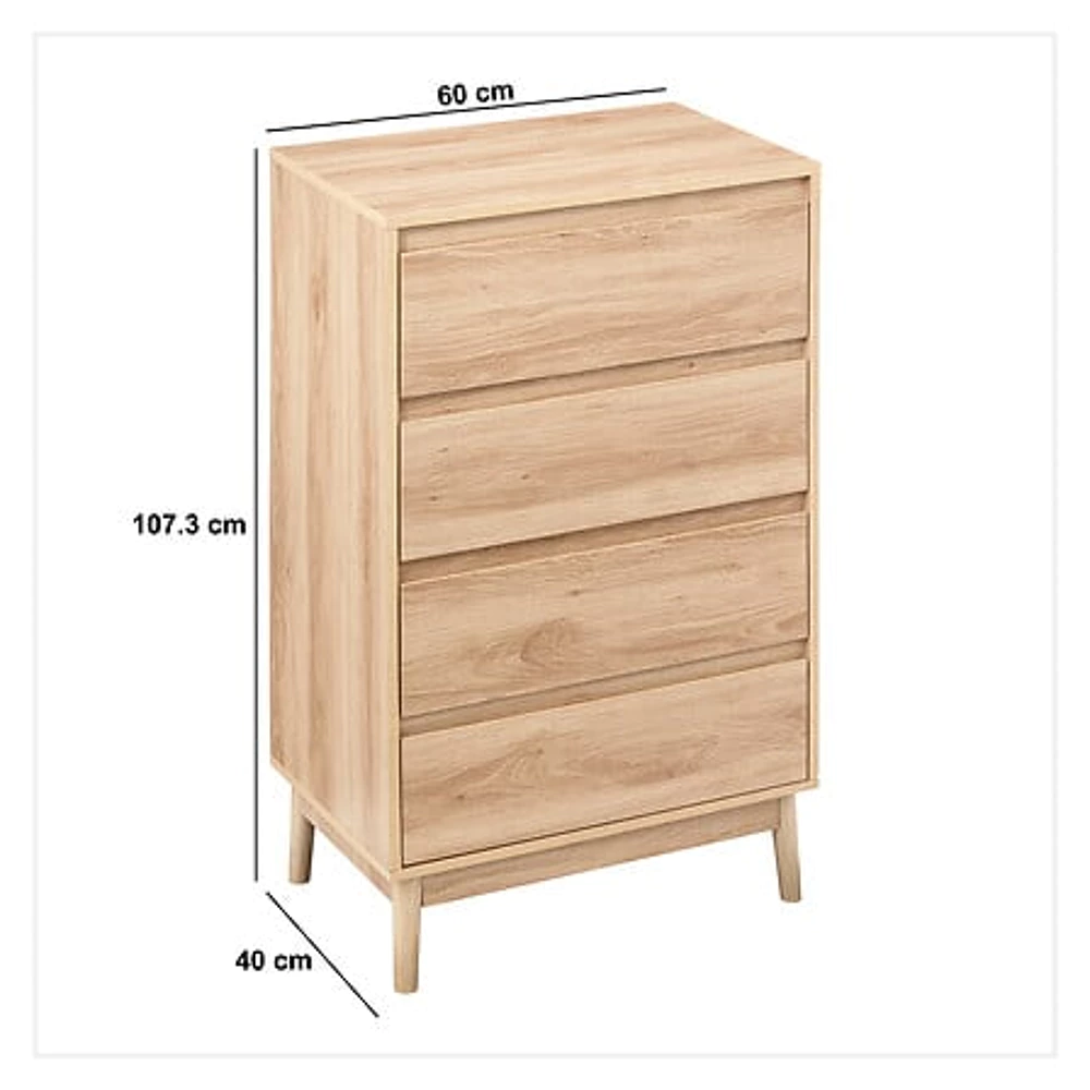 commode 4 tiroirs abana, beige