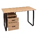 bureau effet bois / metal caisson, beige