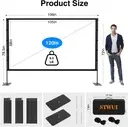 Écran de projecteur extérieur avec support – Écran de projection portable de 120 pouces