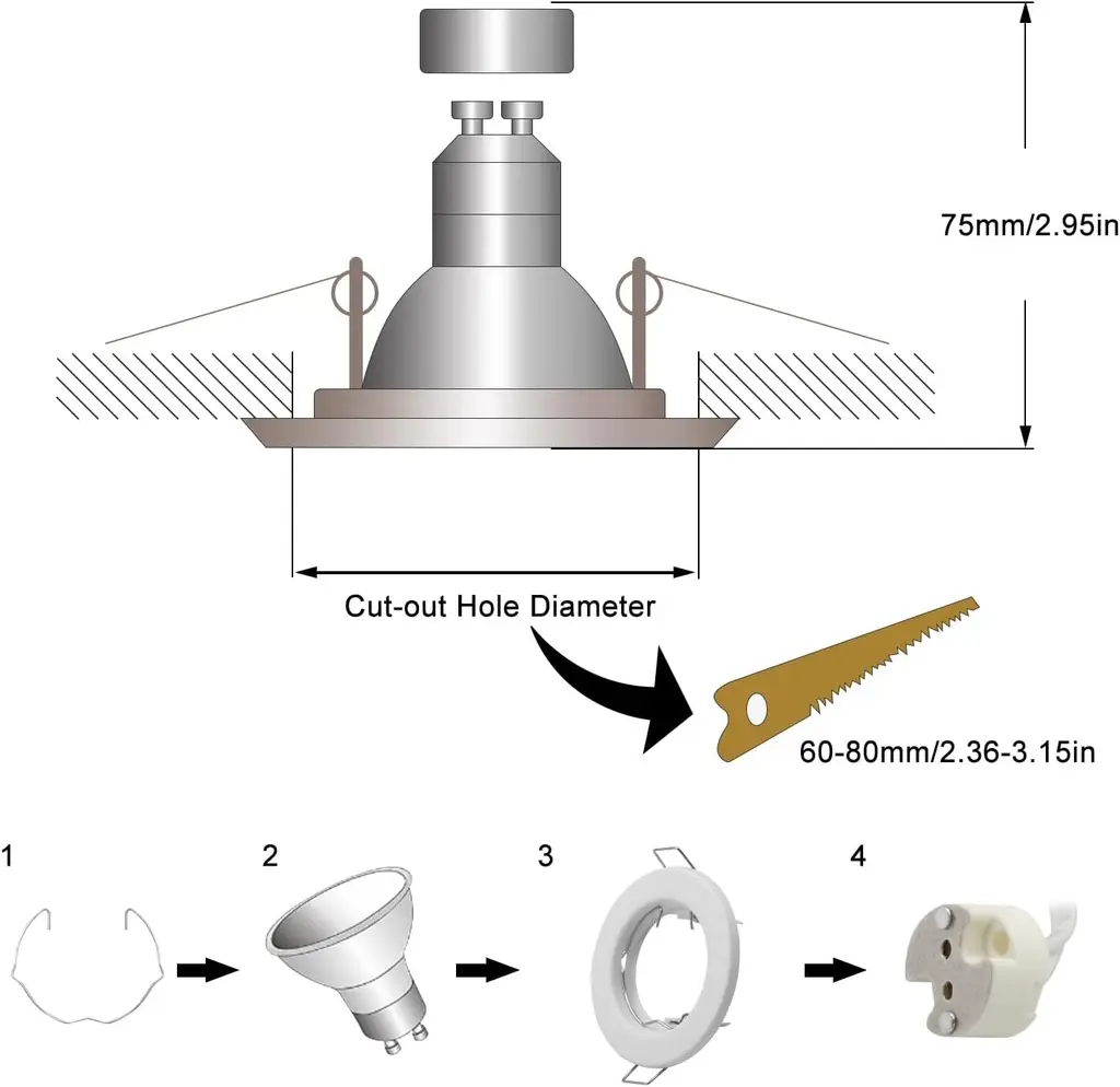 10 Plafonier encastable GU10  