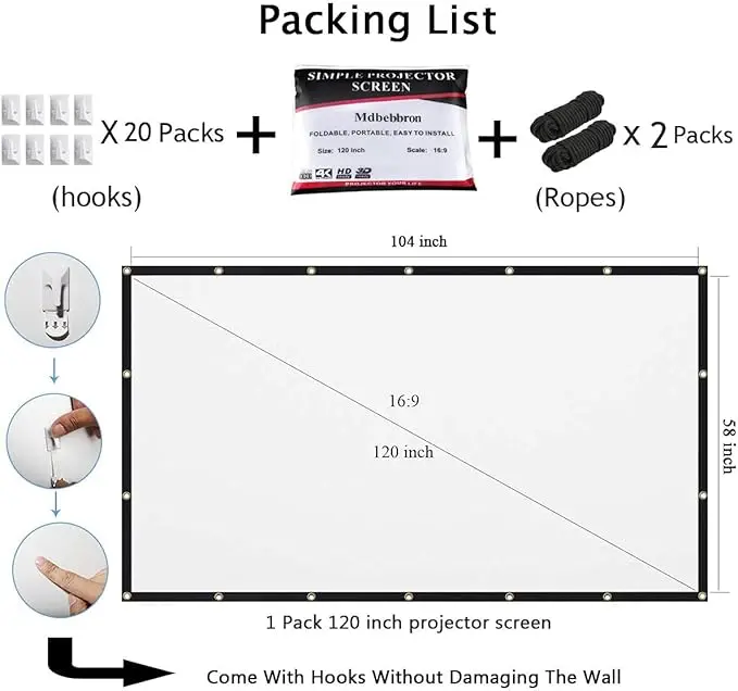 Ecran de projection 120 pouces