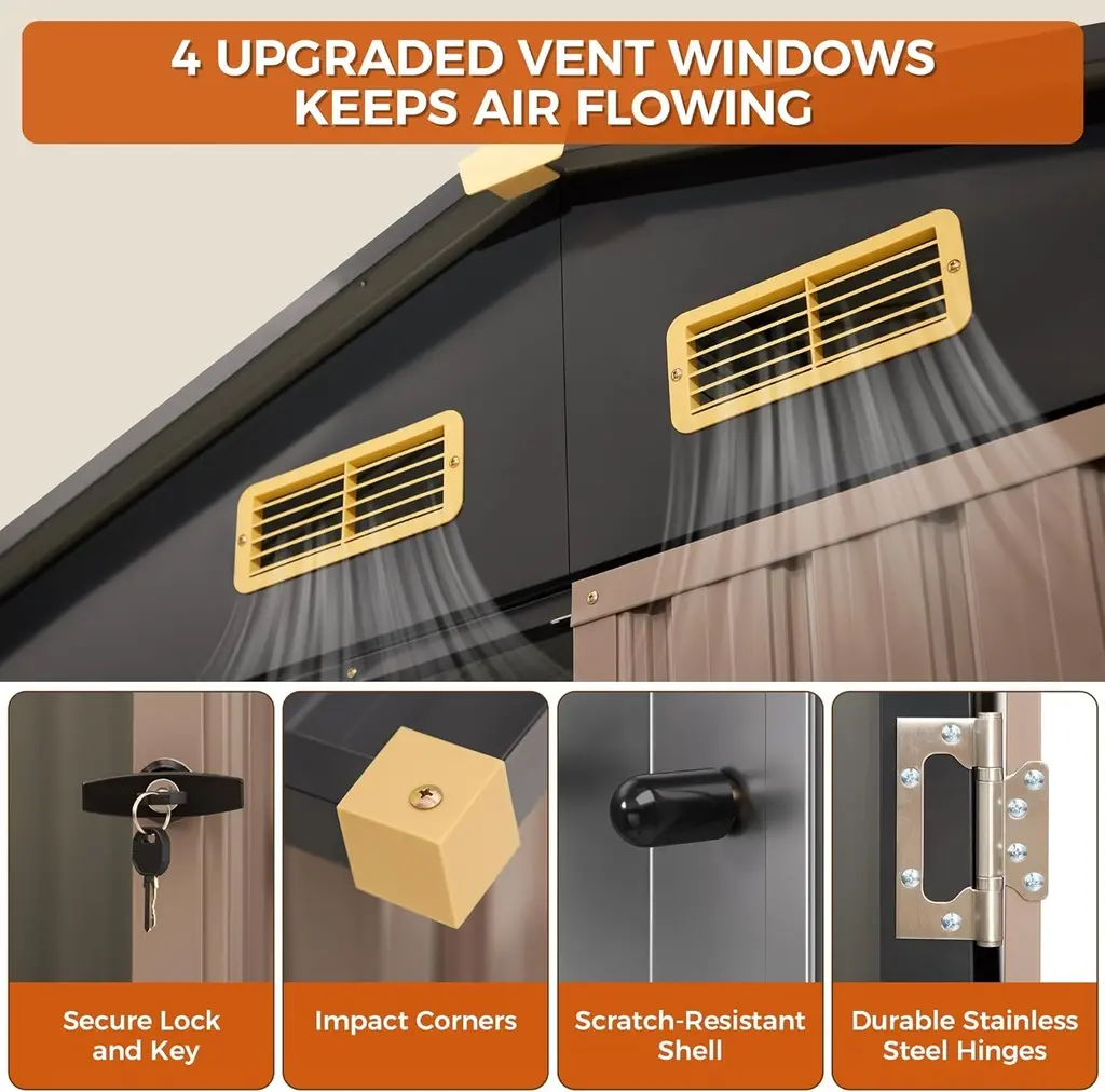 Garage de jardin en acier galvaniser (3m x 2.4) 