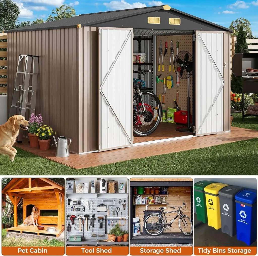Garage de jardin en acier galvaniser (3m x 2.4) 