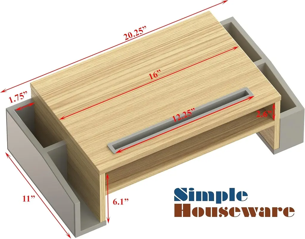 Support de bureau Simple Houseware pour écran d'ordinateur avec plateau de rangement réglable