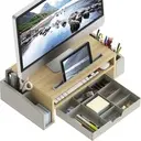 Support de bureau Simple Houseware pour écran d'ordinateur avec plateau de rangement réglable