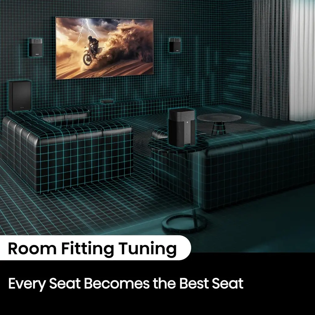 home cinema Hisense Devialet HT Saturn 4.1.2 canaux avec caisson de basses sans fil, Dolby Atmos, DTS:X, Bluetooth 5.3, EzPlay, HDMI 