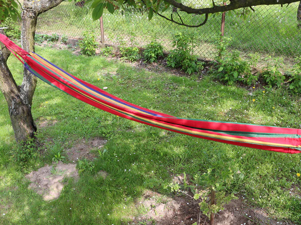 Hamac de jardin XXL pour deux personnes, grande barre beige