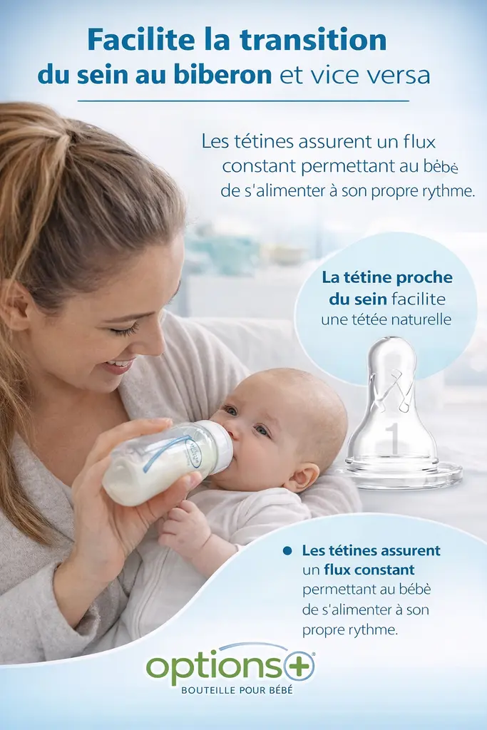 Biberons anti-coliques Dr. Brown’s Options+ 120 ml – Débit lent niveau 1 – Lot de 4