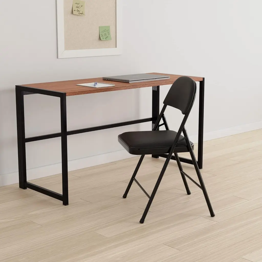 Chaises pliantes en acier rembourré – Noires – Lot de 4