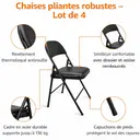 Chaises pliantes en acier rembourré – Noires – Lot de 4