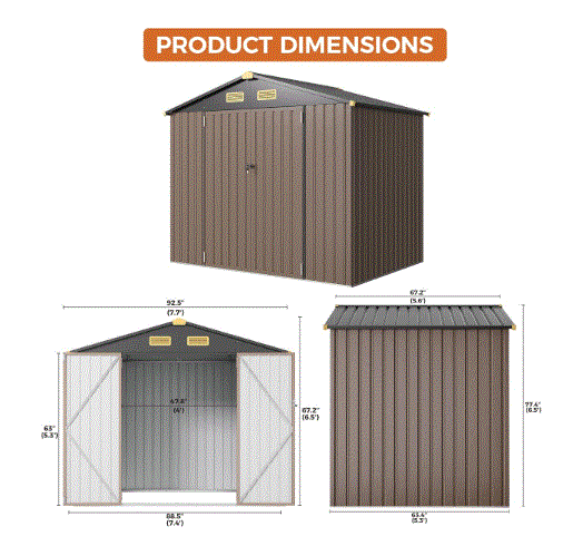 Garage de jardin en acier galvanisé 8*6FT (2.4m x 1.83) 