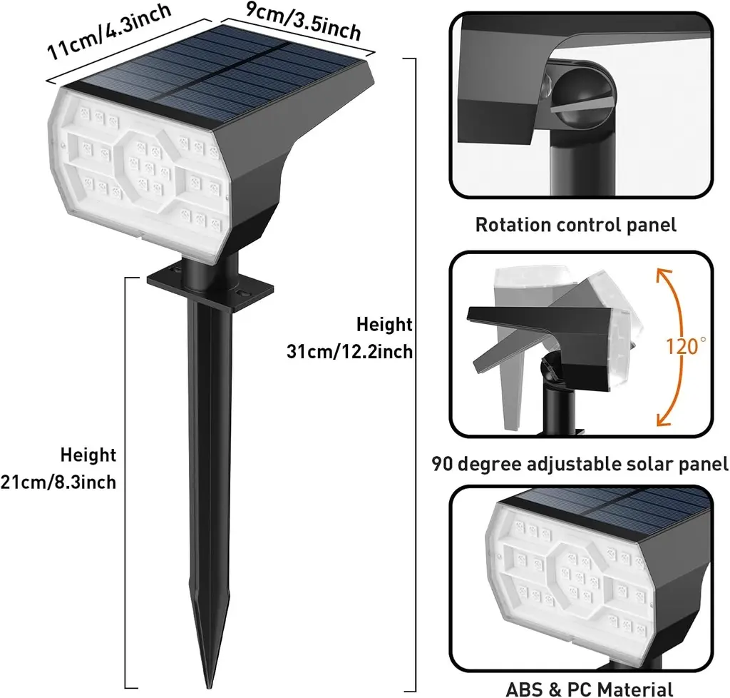 Spot solaire LED RGB extérieur IP68 – 7 modes de couleurs