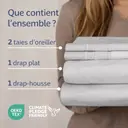 Parure de draps Queen US 4 pièces – Douce, respirante et effet frais – Gris français