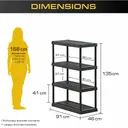 Étagère de rangement plastique CENTREX 4 niveaux (135 x 91 x 46 cm), charge 68 kg par tablette