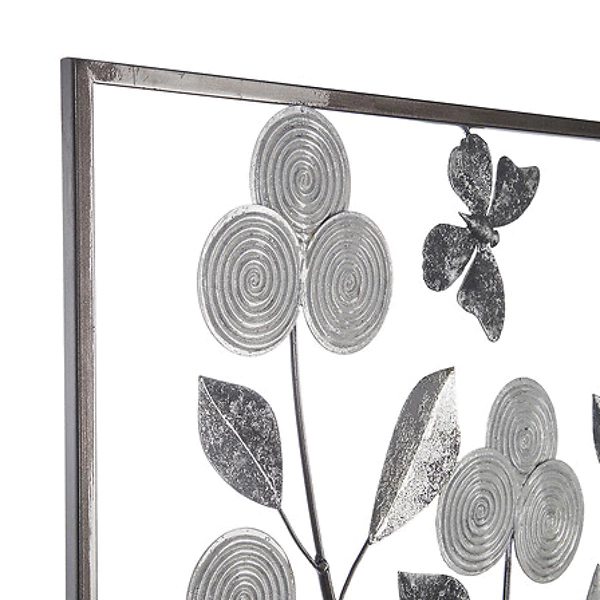 Déco murale métal Fiore 50x50 cm, gris