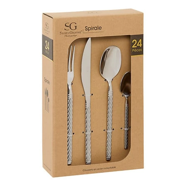 menagere 24p spirale 24pcs, argent