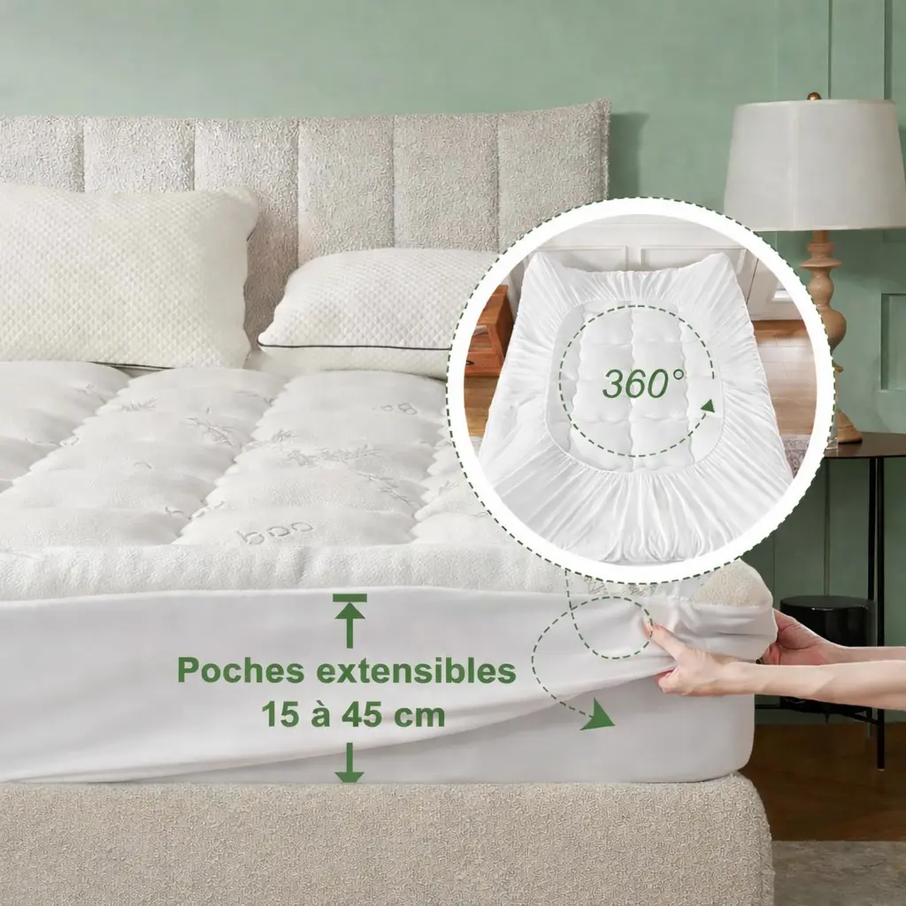 Surmatelas King BEDLORE en bambou – épais, respirant, soulage le dos