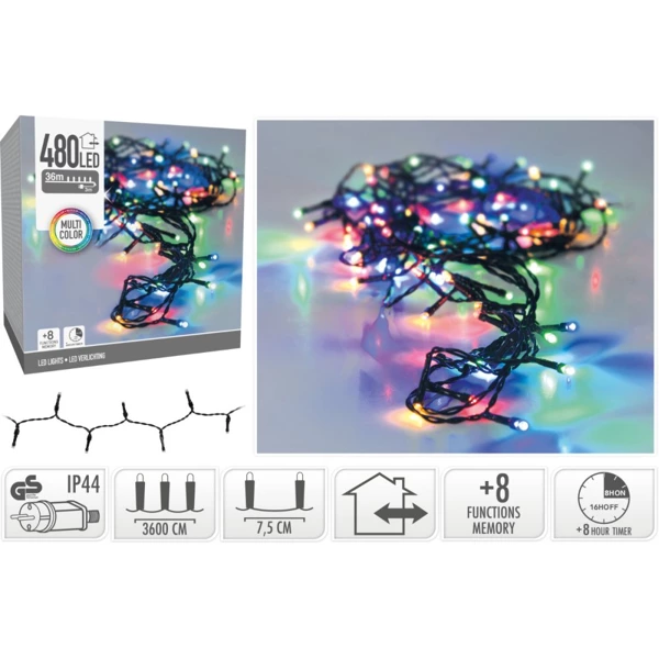 Guirlande lumineuse de Noël 480 LED – 36 m multicolore
