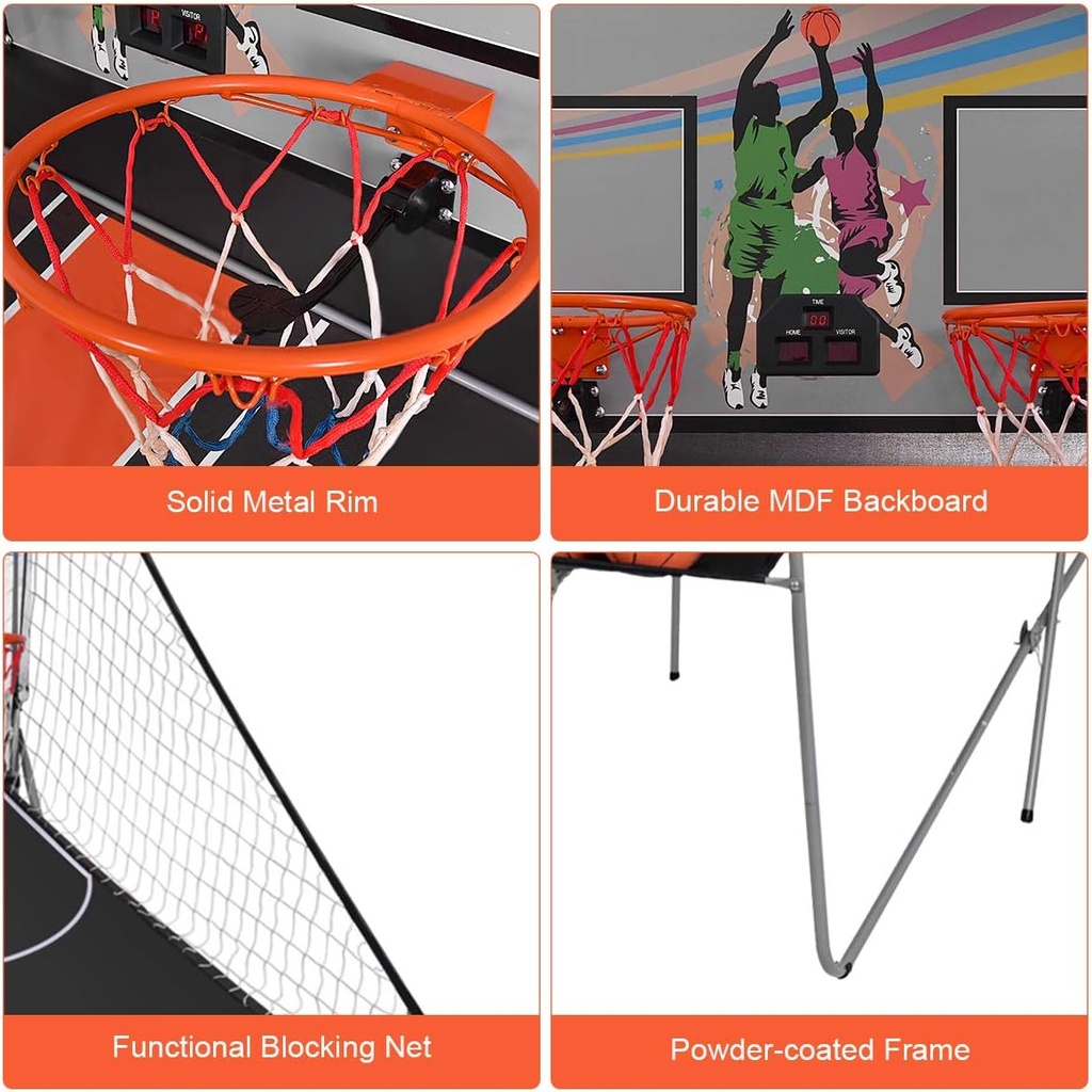 Jeu de Basket Arcade Pliable Double Panier