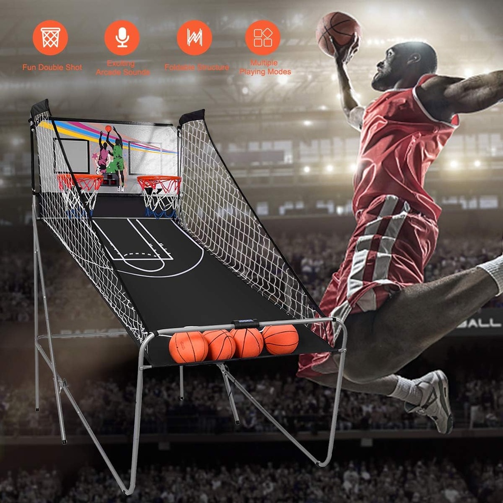 Jeu de Basket Arcade Pliable Double Panier