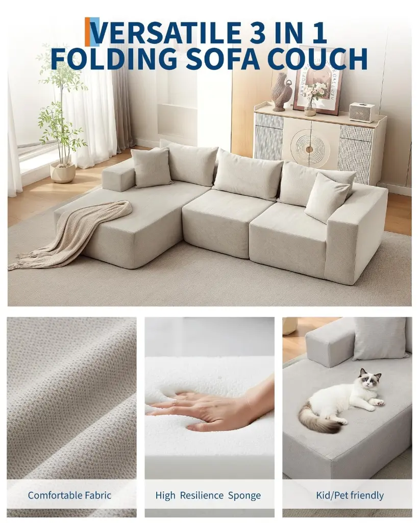 Canapé Modulaire d’Angle XXL – Confort Moderne et Design Épuré