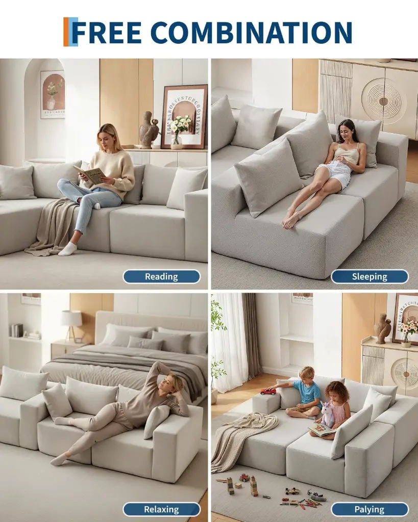 Canapé Modulaire d’Angle XXL – Confort Moderne et Design Épuré