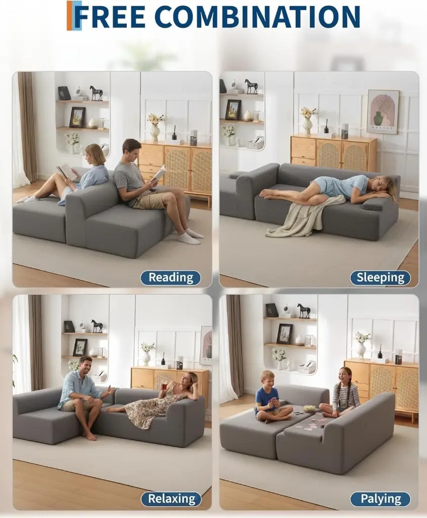 Canapé d’Angle Modulaire XXL – Élégance, Confort et Modularit