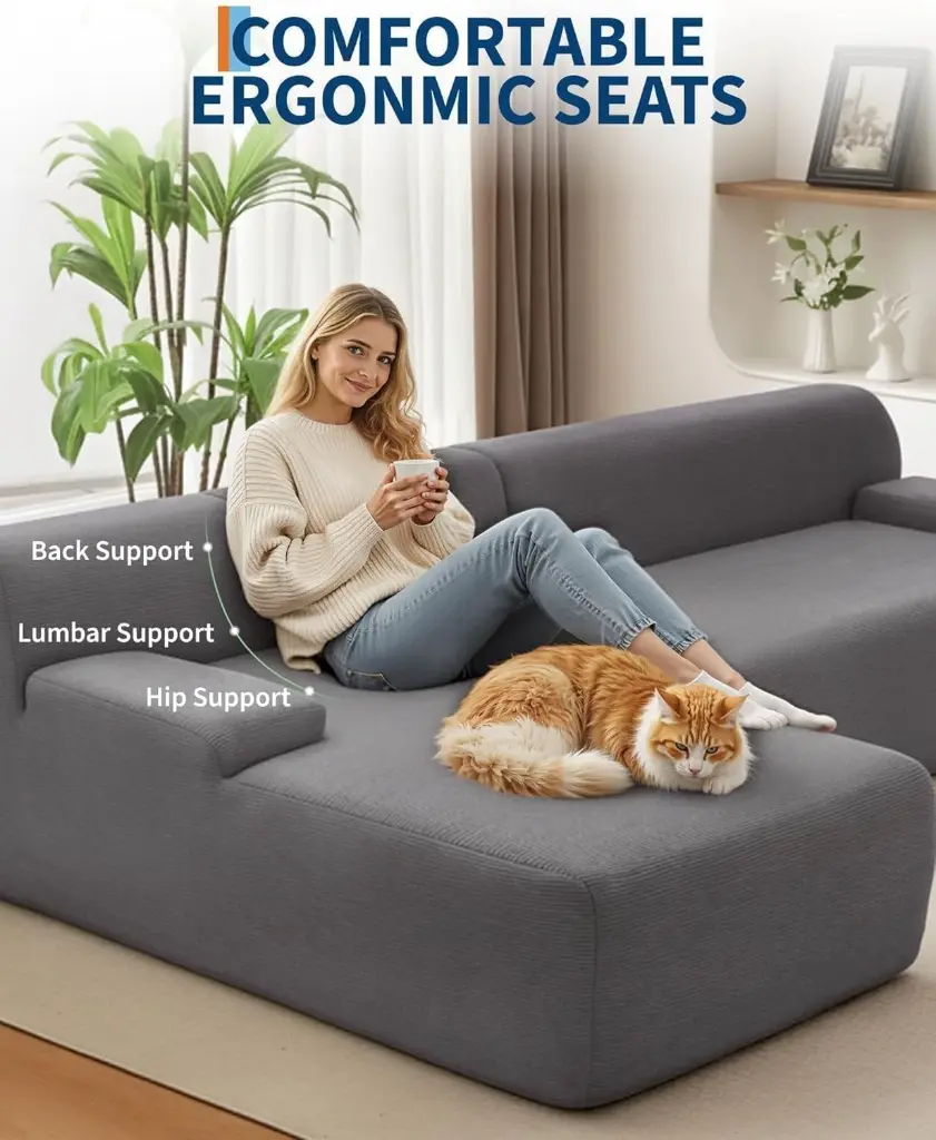Canapé d’Angle Modulaire XXL – Élégance, Confort et Modularit
