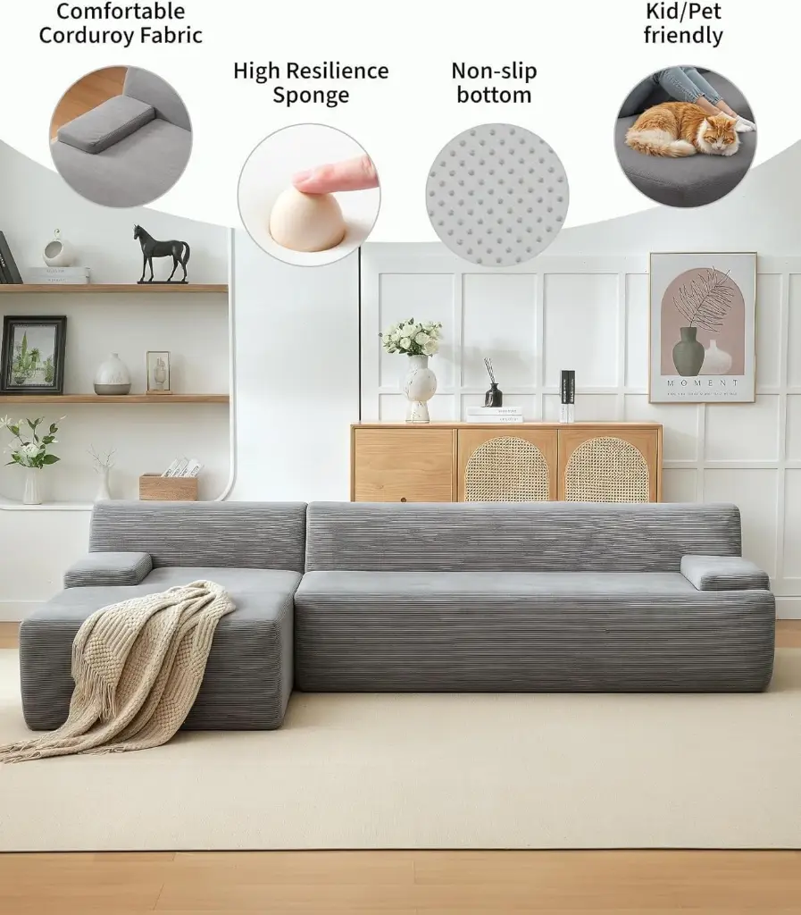 Canapé d’Angle Modulaire XXL – Élégance, Confort et Modularit