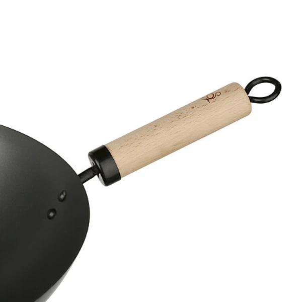Wok acier manche bois
