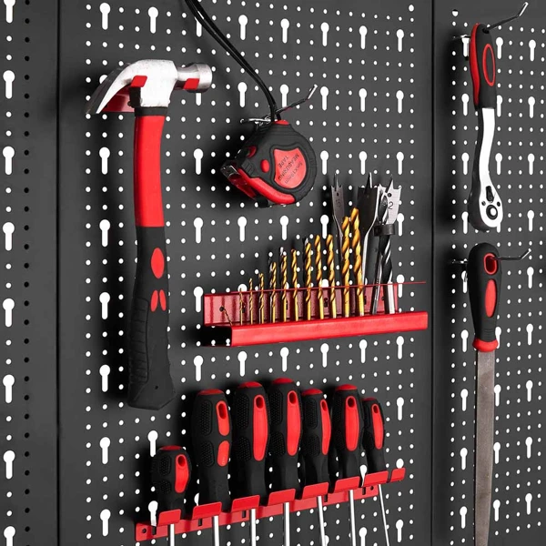 Panneau porte-outils mural en métal avec crochets