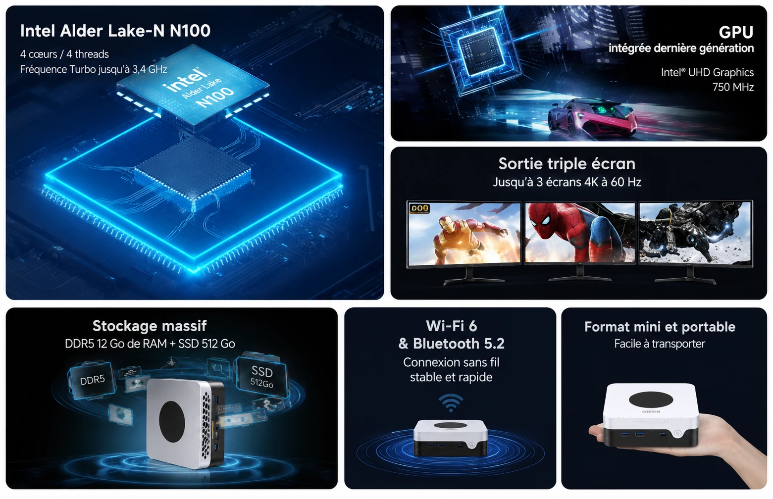 CHUWI LarkBox X Mini PC N100 - 12 Go DDR5 - SSD 512 Go - Windows 11