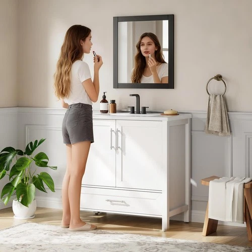 Meuble Vasque de Salle de Bain avec Grand Rangement