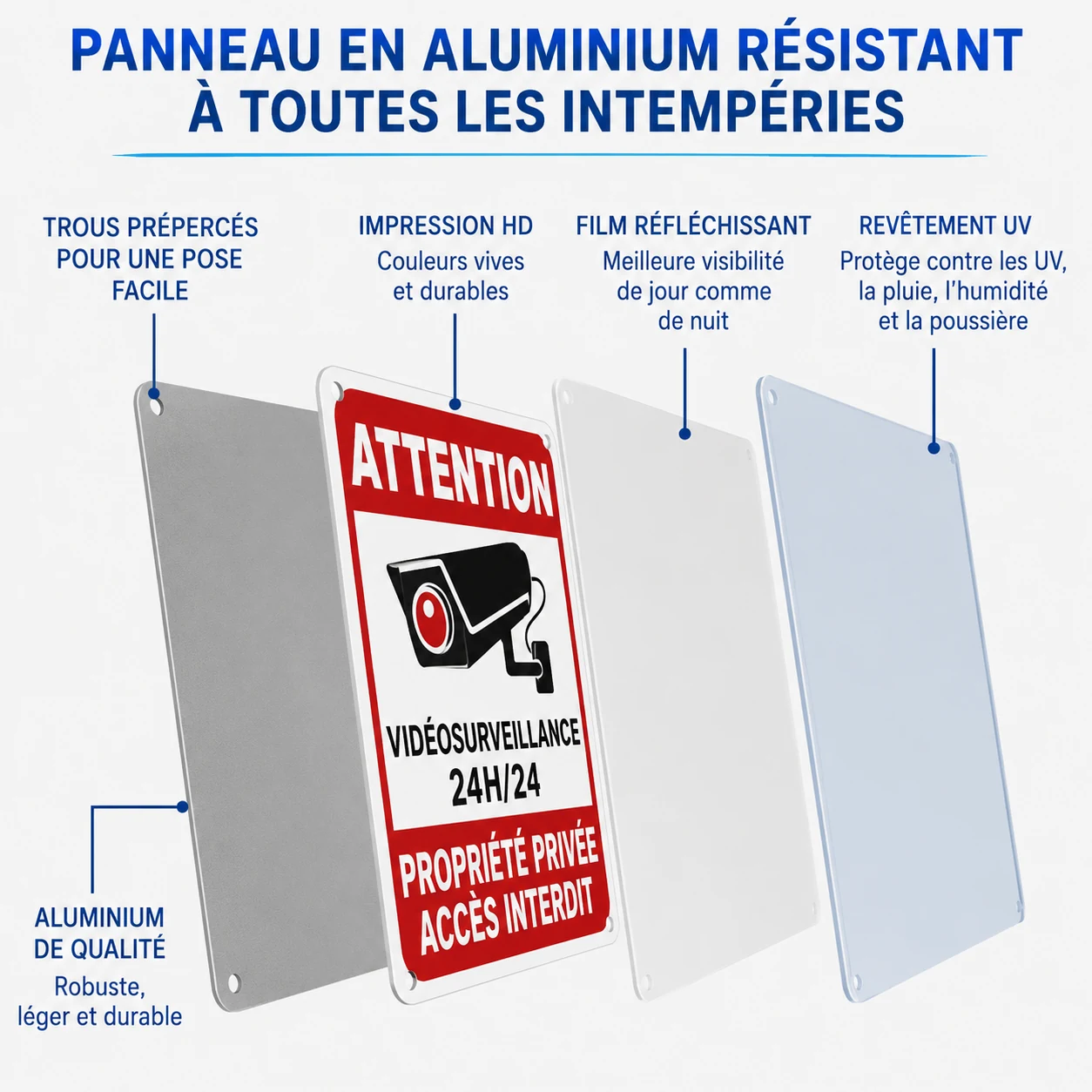 Lot de 2 Panneaux Propriété Privée Aluminium 25 × 18 cm 2 PCS