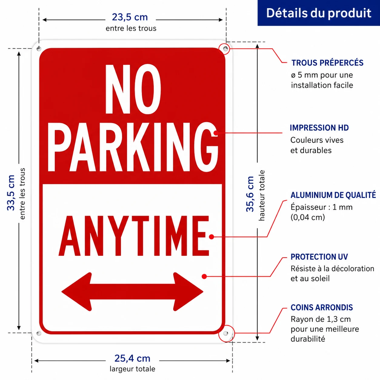 Panneau Stationnement Interdit avec Flèches – 25 × 35 cm