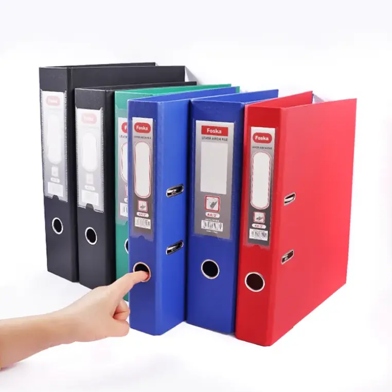 [STA0027-W9400] PVC A4/7.62cm LEVER FILER - BLACK, BLUE OR RED FOSKA