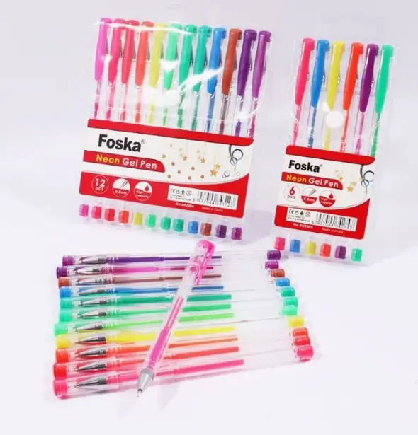 12 FOSKA NEON GEL PEN