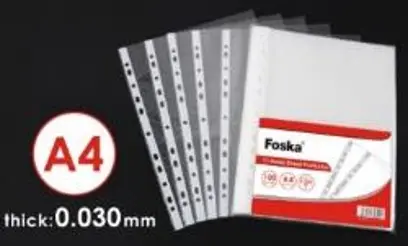 [STA0058-EH303B] 100 PROTEGE FEUILLE A4 3mm FOSKA 