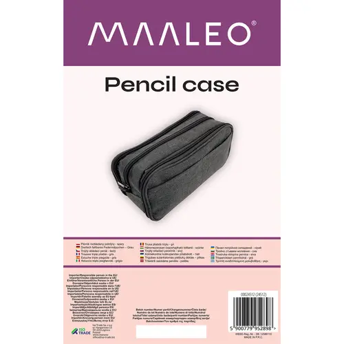 [00024512ZEN04] Trousse à crayons triple extensible - gris Maaleo 24512 